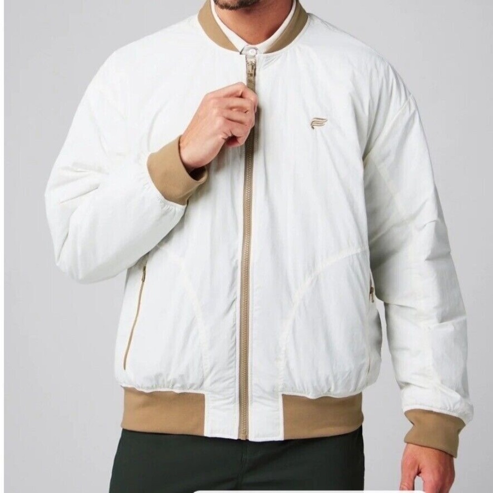 FABLETICS The Essential Reversible Bomber Quilted Jacket Bone/Dark Twill XL?